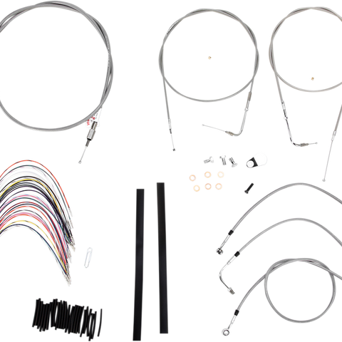BURLY BRAND Complete Stainless Braided Handlebar Cable/Brake Line Kit For 18