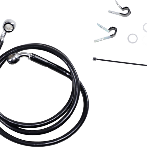 DRAG SPECIALTIES Brake Line - Front - Black - +4