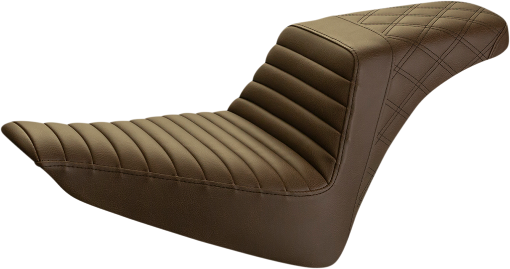 SADDLEMEN Step Up Seat - Tuck and Roll/Lattice Stitched - Brown Step Up Seat — Rear Lattice Stitch/Tuck and Roll - Team Dream Rides