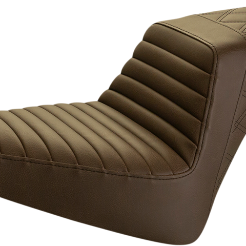 SADDLEMEN Step Up Seat - Tuck and Roll/Lattice Stitched - Brown Step Up Seat — Rear Lattice Stitch/Tuck and Roll - Team Dream Rides