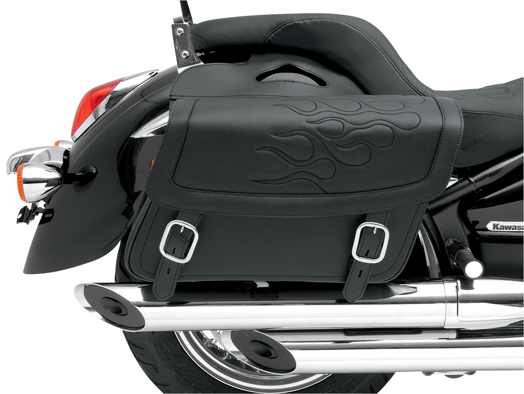 SADDLEMEN Flame Saddlebag - Black - Medium Highwayman Tattoo Saddlebags - Team Dream Rides