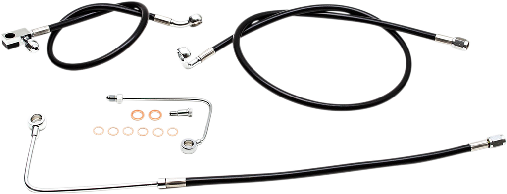 LA CHOPPERS Brake Line - 18"-20" - Softail - Black - ABS Black Braided Brake Line Kit - Team Dream Rides