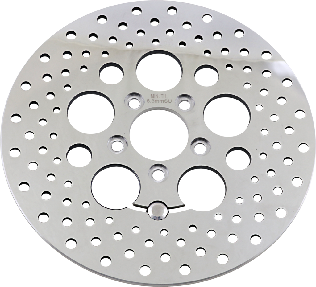 DRAG SPECIALTIES Drilled Brake Rotor - Rear - 11.8" - Touring Polished Stainless Steel Drilled Brake Rotor - Team Dream Rides