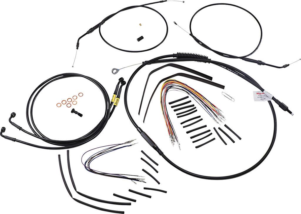 BURLY BRAND Control Kit for 12" Ape Hanger Handlebars Complete Black Vinyl Handlebar Cable/Brake Line Kit for Ape Hanger Handlebars - Team Dream Rides