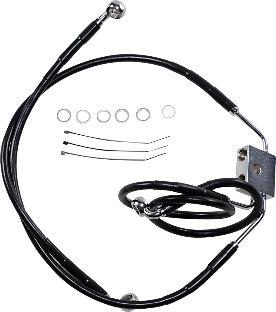 DRAG SPECIALTIES Brake Line - Front - Black - +6" - FXDF '12-'17 Extended Length Black Vinyl Brake Line Kit - Team Dream Rides