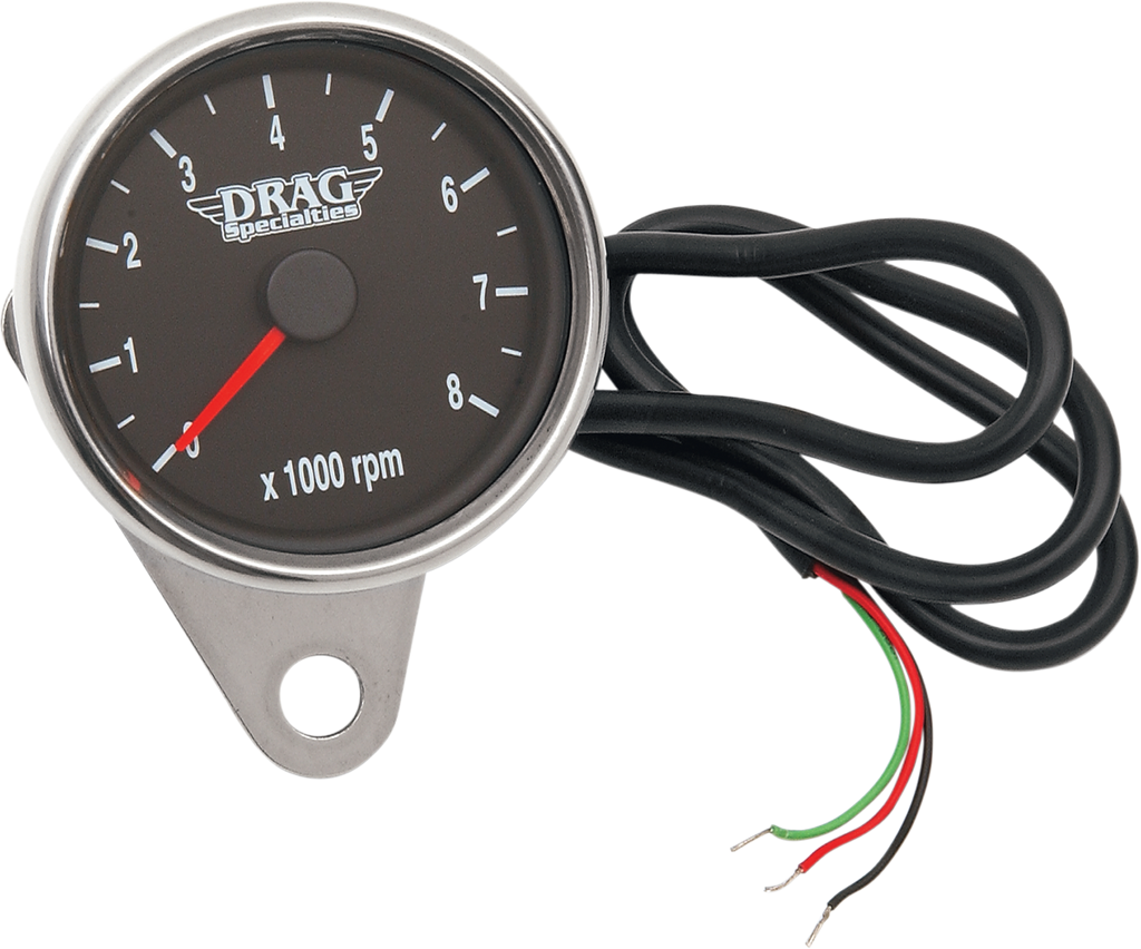 DRAG SPECIALTIES 2.4" Mini Electronic Tachometer - Polished - Backlit LED Black Face 2.4" Mini Electronic Tachometer - Team Dream Rides