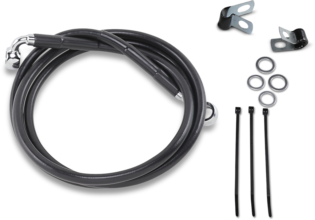 DRAG SPECIALTIES Brake Line - Front - Black - +8" - '99-'07 FXST Extended Length Black Vinyl Brake Line Kit - Team Dream Rides