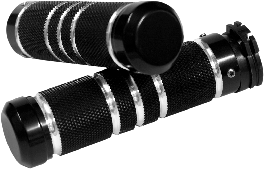 ACCUTRONIX Black Knurled Grooved Grips Knurled Grooved Custom Grips - Team Dream Rides