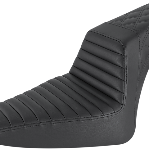 SADDLEMEN Step Up Seat - Tuck and Roll/Lattice Stitched - Black Step Up Seat — Rear Lattice Stitch/Tuck and Roll - Team Dream Rides