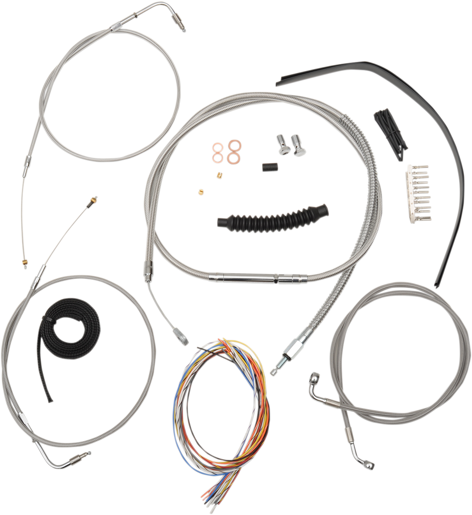 LA CHOPPERS 15" - 17" Cable Kit for '99 - '03 XL Complete Stainless Braided Handlebar Cable/Brake Line Kit - Team Dream Rides