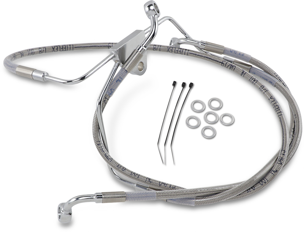 DRAG SPECIALTIES Brake Line - Front - +6" - Touring - Stainless Steel Extended Length Stainless Steel Brake Line Kit - Team Dream Rides