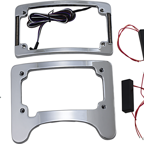 CUSTOM DYNAMICS Turn Signal Eliminator/Illuminated Tri-Frame - Chrome Turn Signal Eliminator with Tri Radius Illuminated Plate Frame - Team Dream Rides