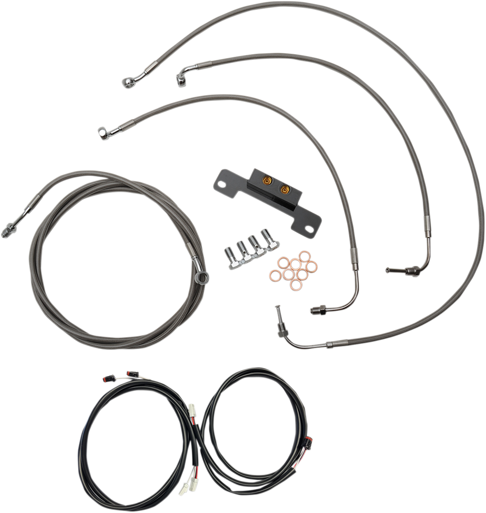 LA CHOPPERS 18" - 20" Cable Kit for '17+ FL Complete Stainless Braided Handlebar Cable/Brake Line Kit - Team Dream Rides