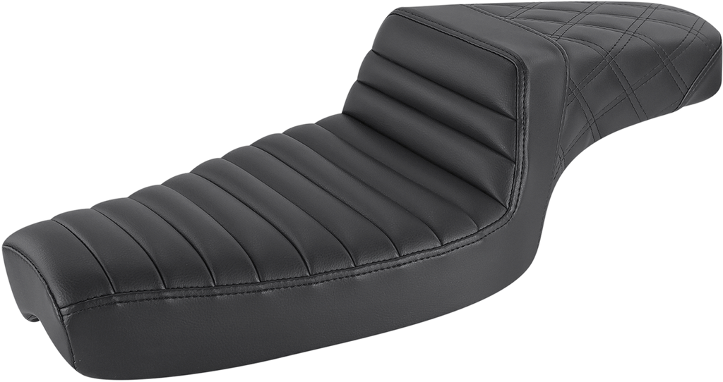 SADDLEMEN Step-Up Seat - Front Tuck-n-Roll/Rear Lattice Stitch - Black 879-03-176 - Team Dream Rides