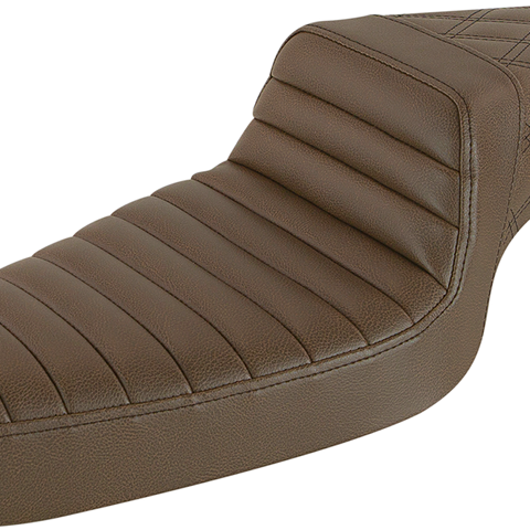 SADDLEMEN Step-Up Seat - Front Tuck-n-Roll/Rear Lattice Stitch - Brown 879-03-176BR - Team Dream Rides