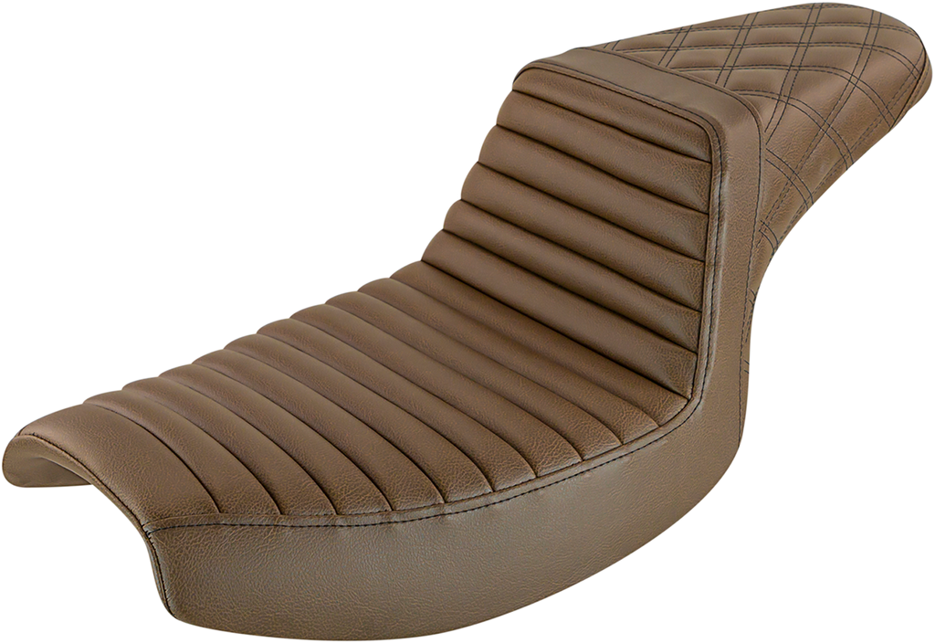 SADDLEMEN Step-Up Seat - Front Tuck-n-Roll/Rear Lattice Stitch - Brown 882-09-176BR - Team Dream Rides