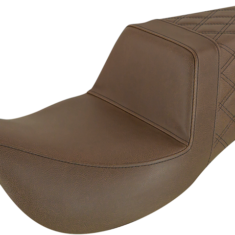 SADDLEMEN Step-Up Seat - Extended Reach - Rear Lattice Stitch - Brown - '08-'23 FL 808-07B-173BREX - Team Dream Rides
