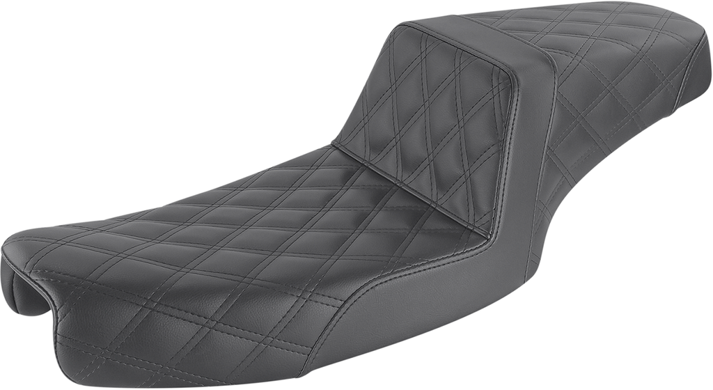 SADDLEMEN Step-Up Seat - Full Lattice Stitch - Black - Dyna 891-04-175 - Team Dream Rides