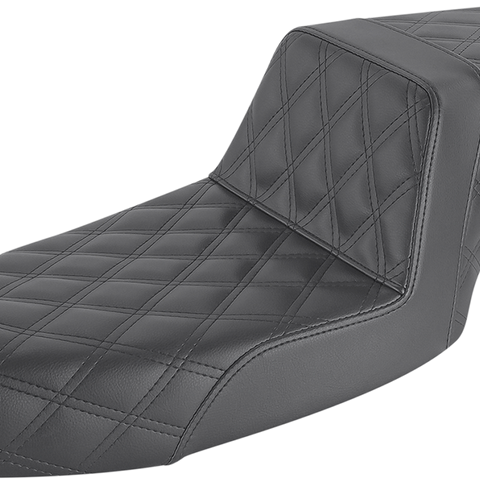 SADDLEMEN Step-Up Seat - Full Lattice Stitch - Black - Dyna 891-04-175 - Team Dream Rides