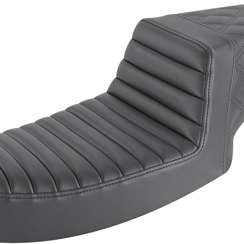 SADDLEMEN Step-Up Seat - Front Tuck-n-Roll/Rear Lattice Stitch - Black - Dyna 891-04-176 - Team Dream Rides