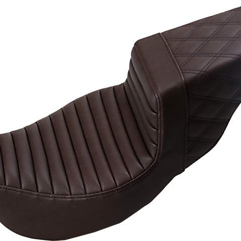 SADDLEMEN Step Up Seat - Lattice Stitched - Brown - FLH Step Up Seat — Lattice Stitched - Team Dream Rides