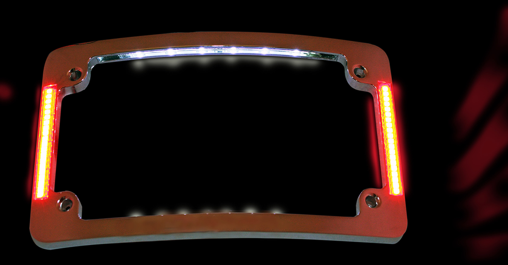 CUSTOM DYNAMICS Tri-Radius License Plate Frame w Flushmount LEDs - Chrome Tri-Radius License Plate Frame with Flushmount LEDs - Team Dream Rides