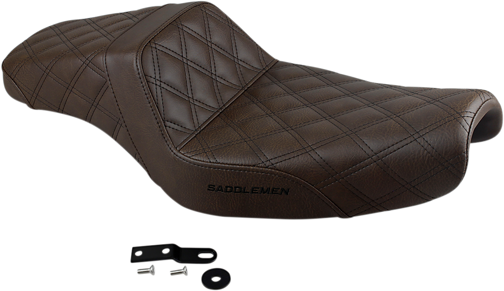 SADDLEMEN Step-Up Seat - Full Lattice Stitch - Brown - XL 807-11-175BR - Team Dream Rides