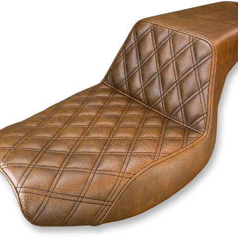 SADDLEMEN Step-Up Seat - Front Lattice Stitch - Brown - FXR 882-09-172BR - Team Dream Rides