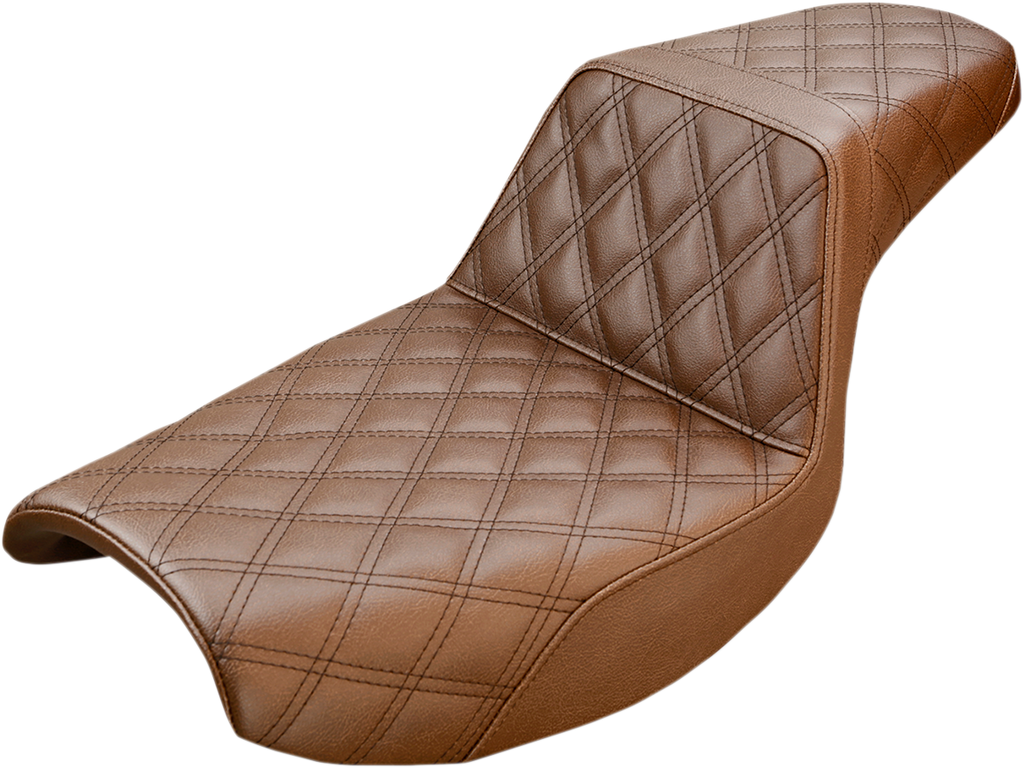 SADDLEMEN Step-Up Seat - Full Lattice Stitch - Brown - FXR 882-09-175BR - Team Dream Rides