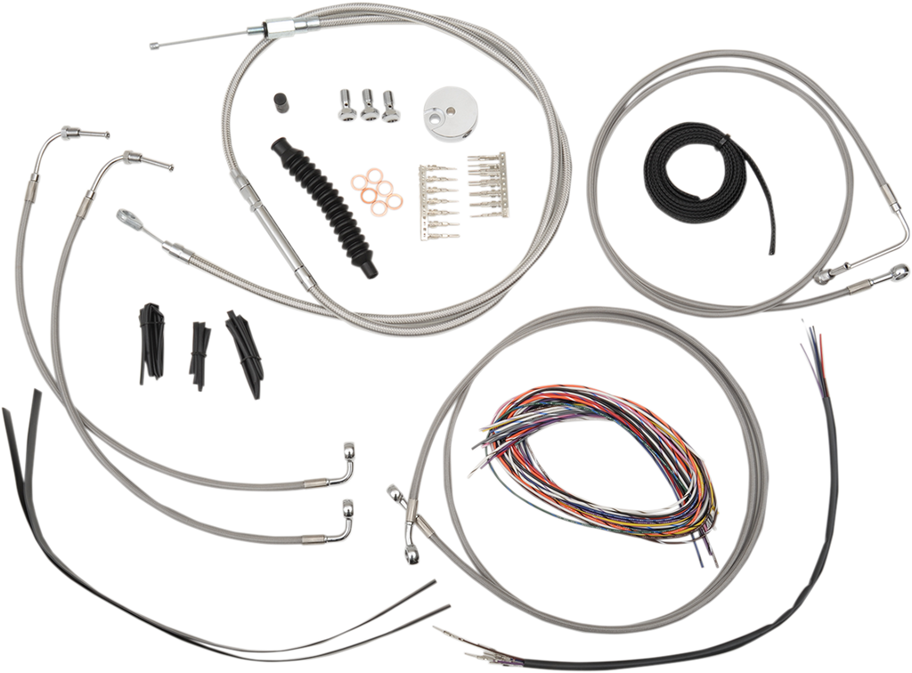 LA CHOPPERS 12" - 14" Cable Kit for FL w/ ABS Complete Stainless Braided Handlebar Cable/Brake Line Kit - Team Dream Rides