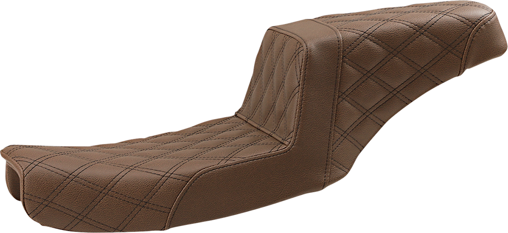 SADDLEMEN Step-Up Seat - Full Lattice Stitch - Brown - Dyna 891-04-175BR - Team Dream Rides