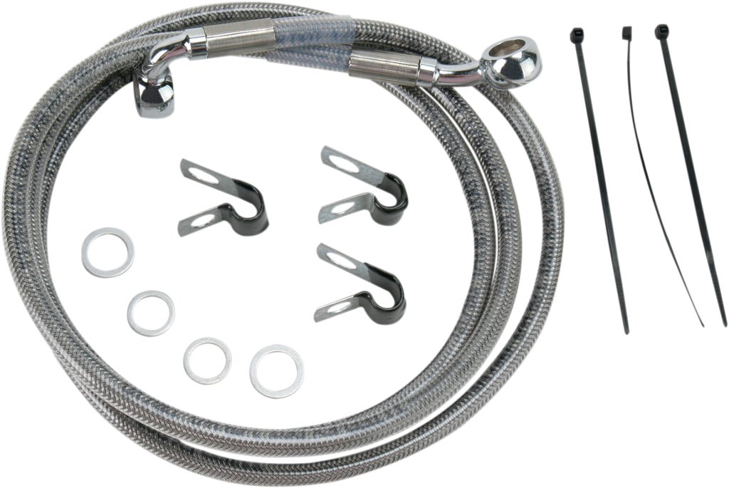 DRAG SPECIALTIES Brake Line - Front - +10" - Stainless Steel Extended Length Stainless Steel Brake Line Kit - Team Dream Rides