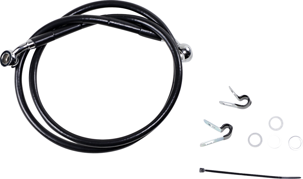 DRAG SPECIALTIES Brake Line - Front - Black Stainless Steel Brake Line Kit - Team Dream Rides