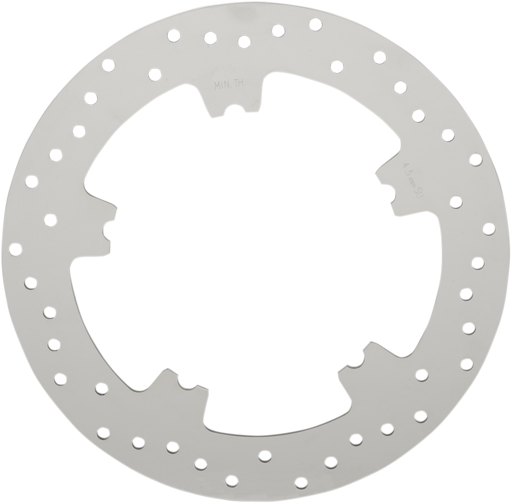 DRAG SPECIALTIES Drilled Brake Rotor - Front - 11.8" - Dyna/V-Rod Polished Stainless Steel Drilled Brake Rotor - Team Dream Rides