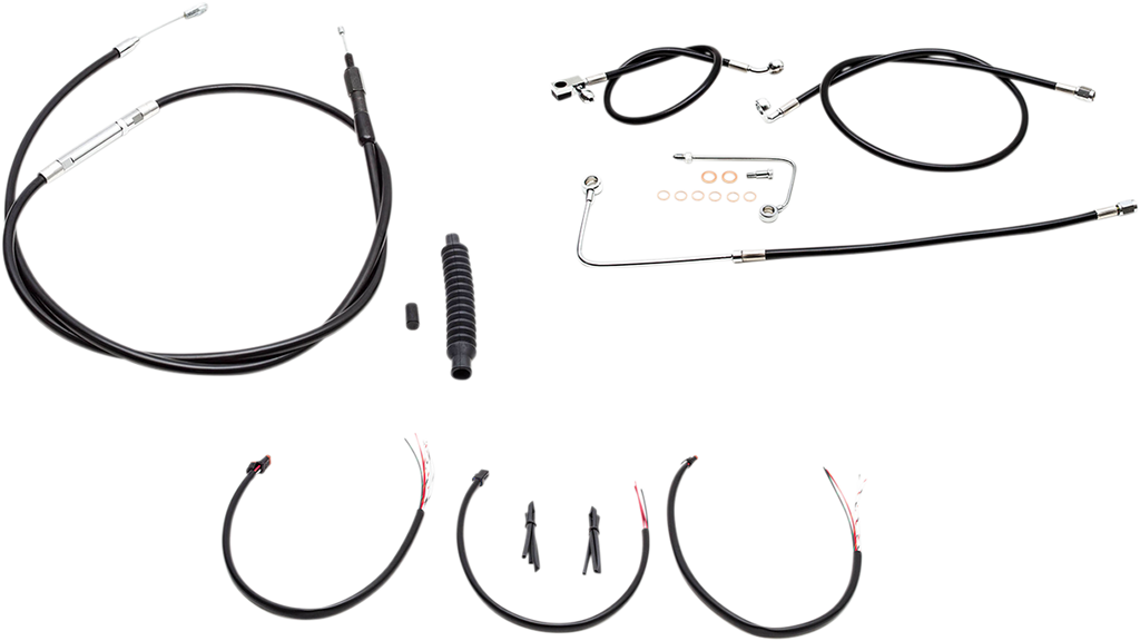 LA CHOPPERS Complete Black Vinyl Braided Handlebar Cable/Brake Line Kit for 12" - 14" Ape Hanger Handlebars Complete Black Vinyl Braided Handlebar Cable/Brake Line Kit - Team Dream Rides