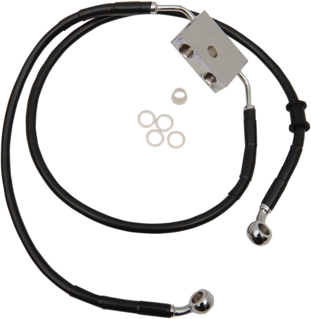 DRAG SPECIALTIES Brake Line - Front - +2" - Black - XL Extended Length Brake Line - Team Dream Rides