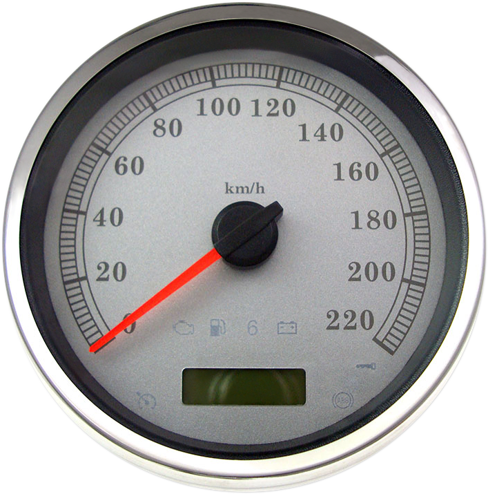 DRAG SPECIALTIES Electronic Speedometer - Silver - 220 KPH 5" Programmable Electronic Metric Speedometer - Team Dream Rides