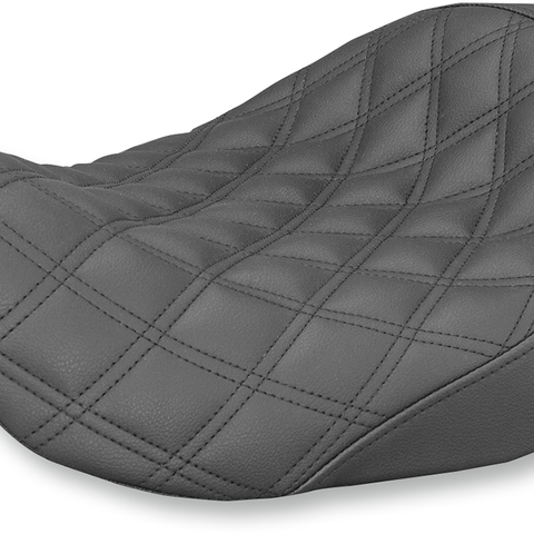 SADDLEMEN Renegade Seat - Lattice Stitched - Black - Dyna Renegade LS Solo Seat - Team Dream Rides