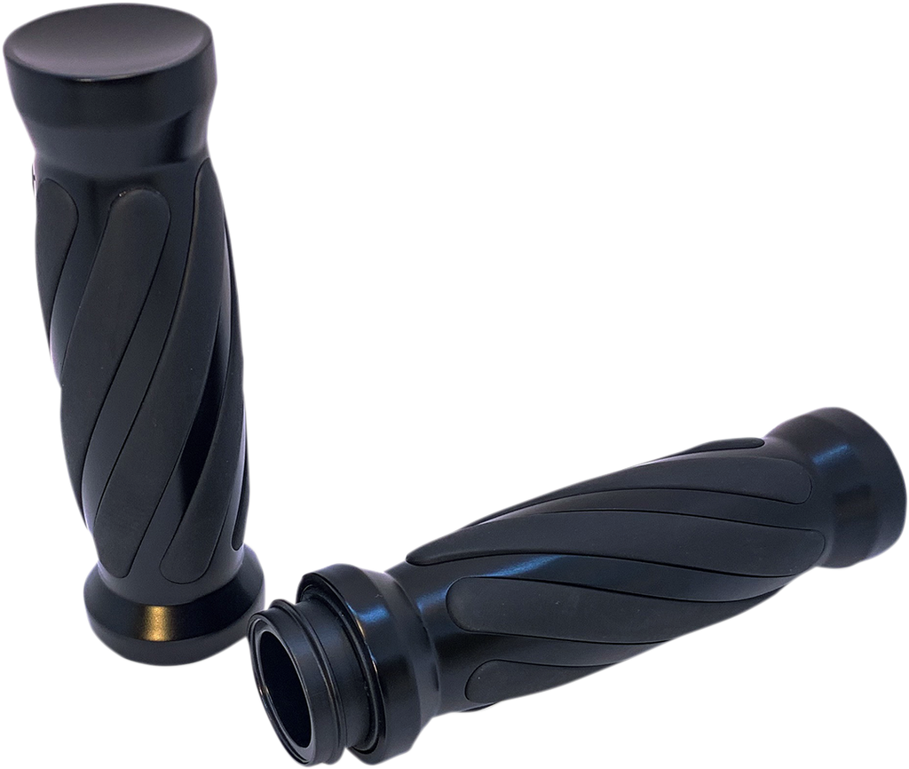 PRO-ONE PERF.MFG. Black Twisted Rubber Grips for TBW Custom Twisted Rubber Grips - Team Dream Rides