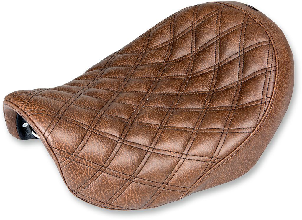 SADDLEMEN Renegade Seat - Lattice Stitched - Brown - Dyna Renegade LS Solo Seat - Team Dream Rides