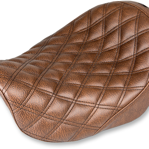 SADDLEMEN Renegade Seat - Lattice Stitched - Brown - Dyna Renegade LS Solo Seat - Team Dream Rides