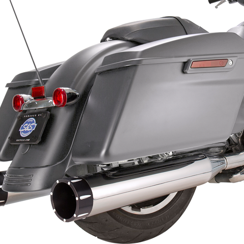 S&S CYCLE Mufflers - Chrome - Black Tracer - M8 Touring '17-'19 MK45 Slip-On Mufflers — Tracer - Team Dream Rides
