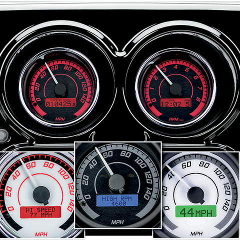 DAKOTA DIGITAL MVX-8K Series Analog/Digital 2-Gauge Kit - Black Bezel - Black Face with Gray Background MVX-8K Series Analog/Digital Gauge Kit — 8204KGK Model - Team Dream Rides