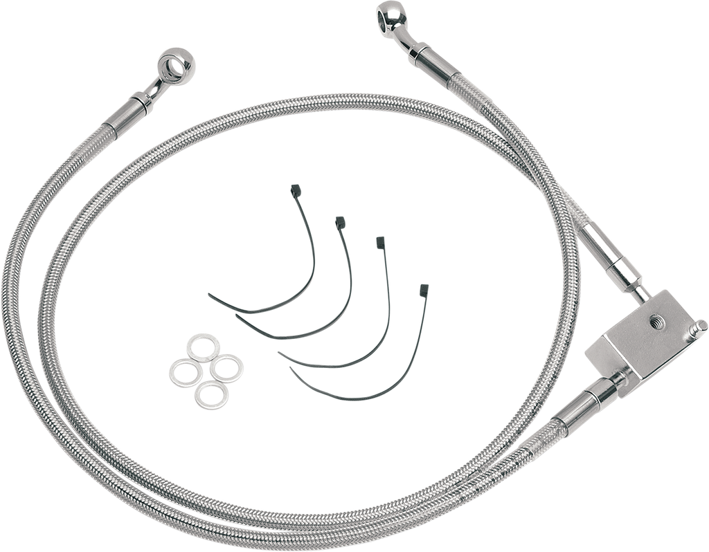 DRAG SPECIALTIES Brake Line - Extended - +2" Extended Length Stainless Steel Brake Line Kit - Team Dream Rides