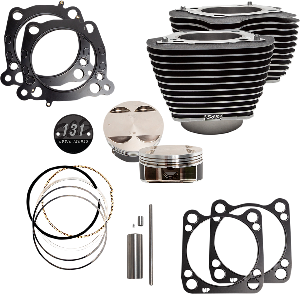 S&S CYCLE Cylinder & Piston Kit - 131" - Wrinkle Black with Highlighted Fins - M8 910-0762 - Team Dream Rides