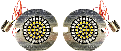 CUSTOM DYNAMICS Flat Rear Turn Signal 1156 - Amber Lens Dynamic Clusters2™ LED Turn Signal Inserts - Team Dream Rides