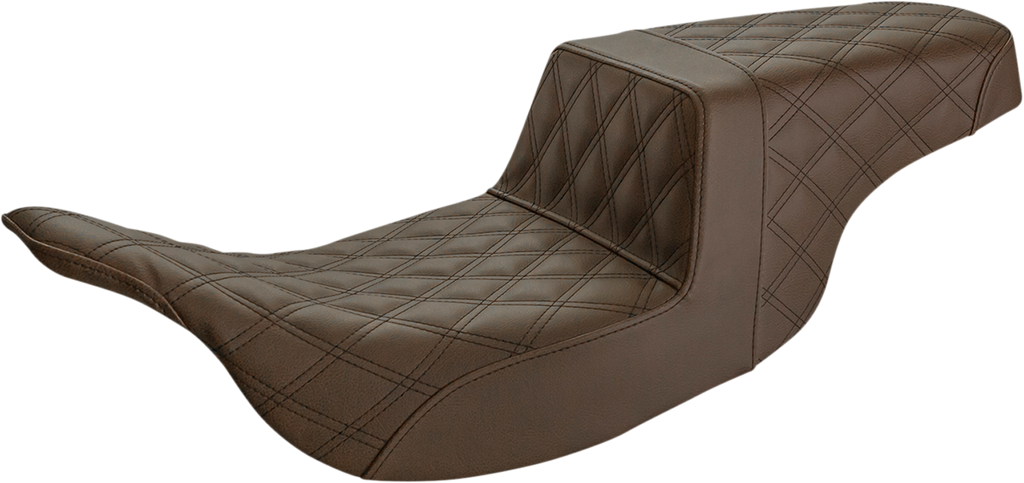 SADDLEMEN Step-Up Seat - Full Lattice Stitch - Brown 897-07-175BR - Team Dream Rides