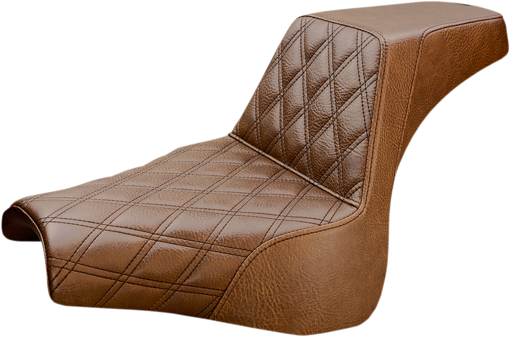 SADDLEMEN Step Up Seat - Lattice Stitched - Brown Step Up Seat — Diamond - Team Dream Rides