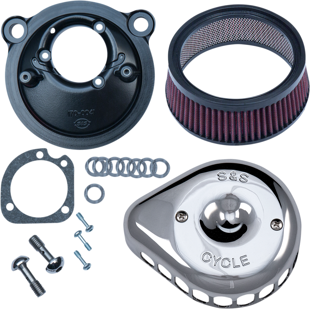 S&S CYCLE Mini Teardrop Stealth Air Cleaner Kit - Chrome 170-0439C - Team Dream Rides