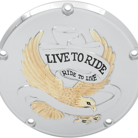 DRAG SPECIALTIES 5-Hole - Gold - Live to Ride Derby Cover Live To Ride Derby Cover - Team Dream Rides